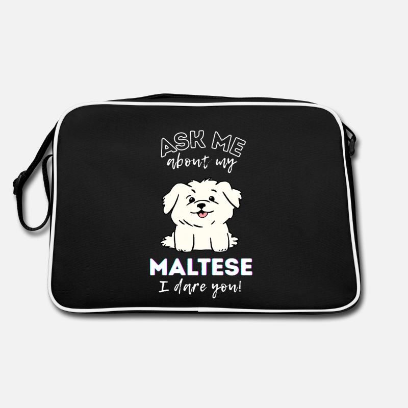 Adorable chiot maltais design - Chien de dessin animé mignon Sac Retro