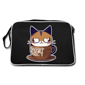 Cute Coffee Cat - Retro Bag - black/white - Back