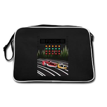 Rennwagen Autorennen - Retro Tasche - Schwarz/Weiß - Hinten