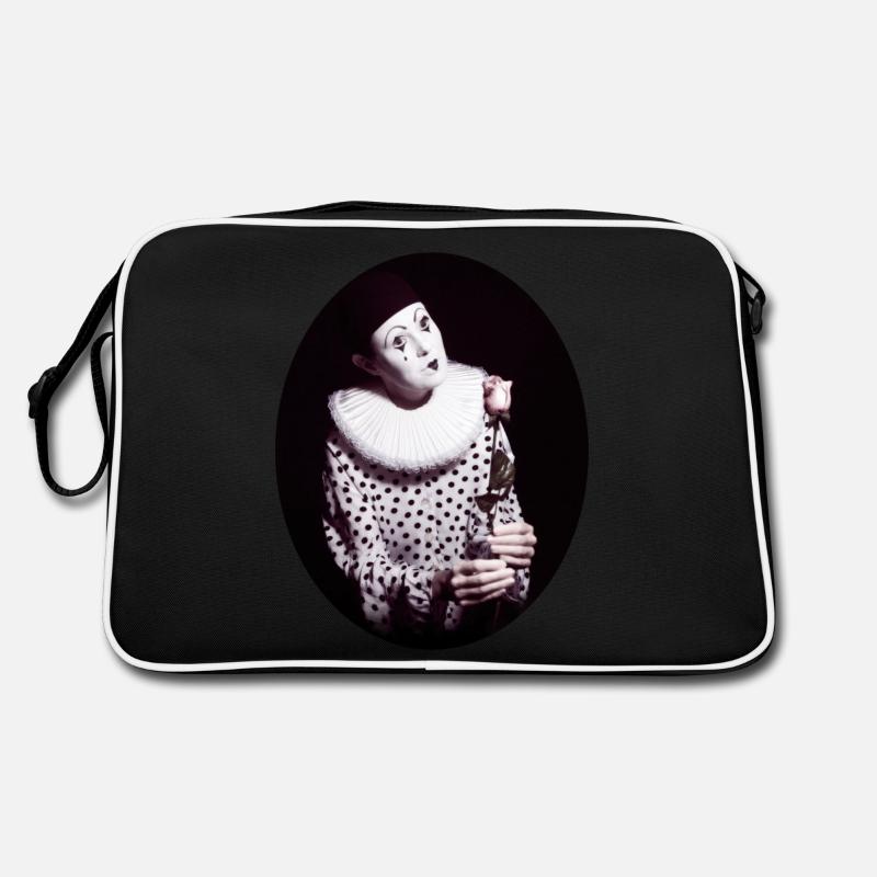 Pierrot mit Rose - Retro Tasche - Schwarz/Weiß