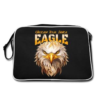 aigle, tête d’aigle, oiseau de proie, oiseau de proie, animal, nature - Sac Retro - noir/blanc - Dos