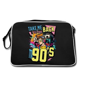 90s 90s Music Ghetto Blaster Headphones Party - Retro Bag - black/white - Back