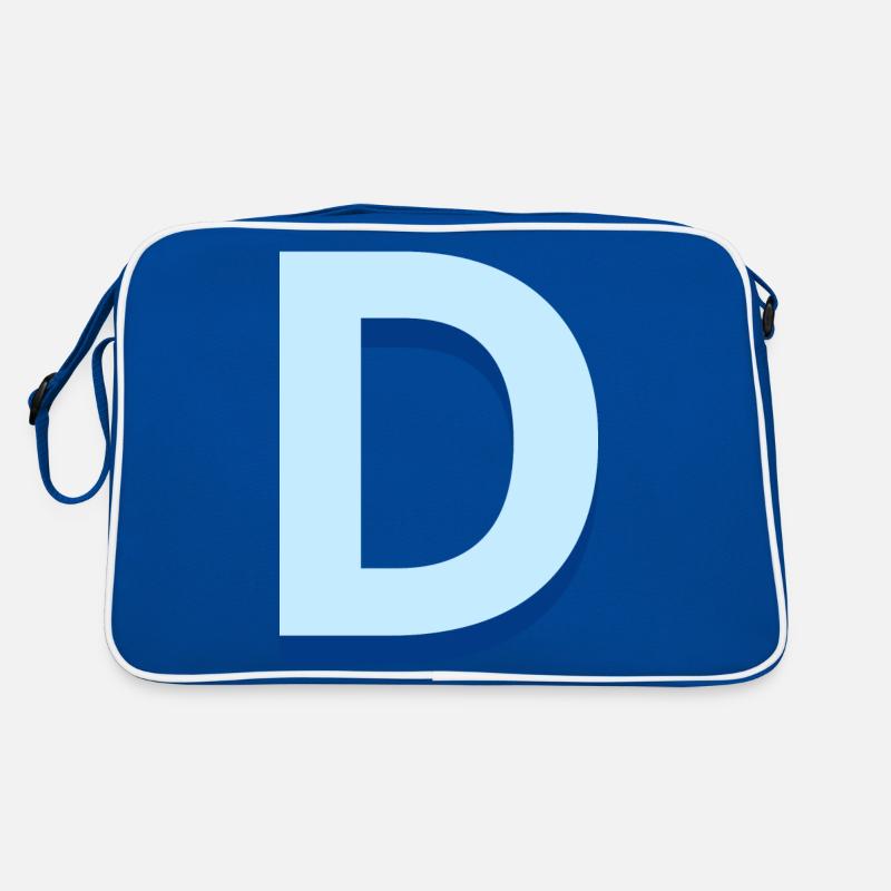 Pop und moderner blauer Buchstabe d Retro Tasche