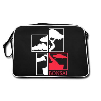 Bonsai Bonsaibaum shohin Bonsaigarten Mame - Retro Tasche - Schwarz/Weiß - Hinten