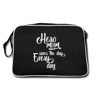 Hero Mom Saves The Day Everyday - Mother's Day - Retro Bag - black/white - Back