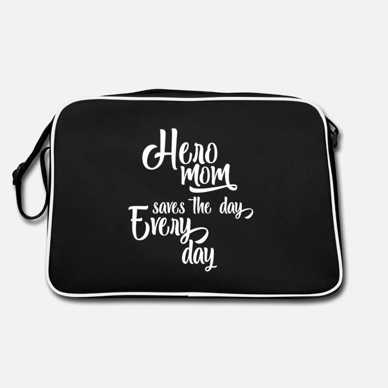 Hero Mom Saves The Day Everyday - Muttertag - Retro Tasche - Schwarz/Weiß