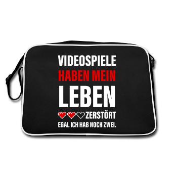 Videospiele Haben Mein Leben Zerstört - Gamer - Retro Tasche - Schwarz/Weiß - Hinten