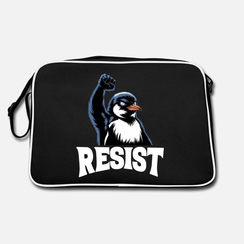 Penguin Protests Resistance Taxes Retro Bag