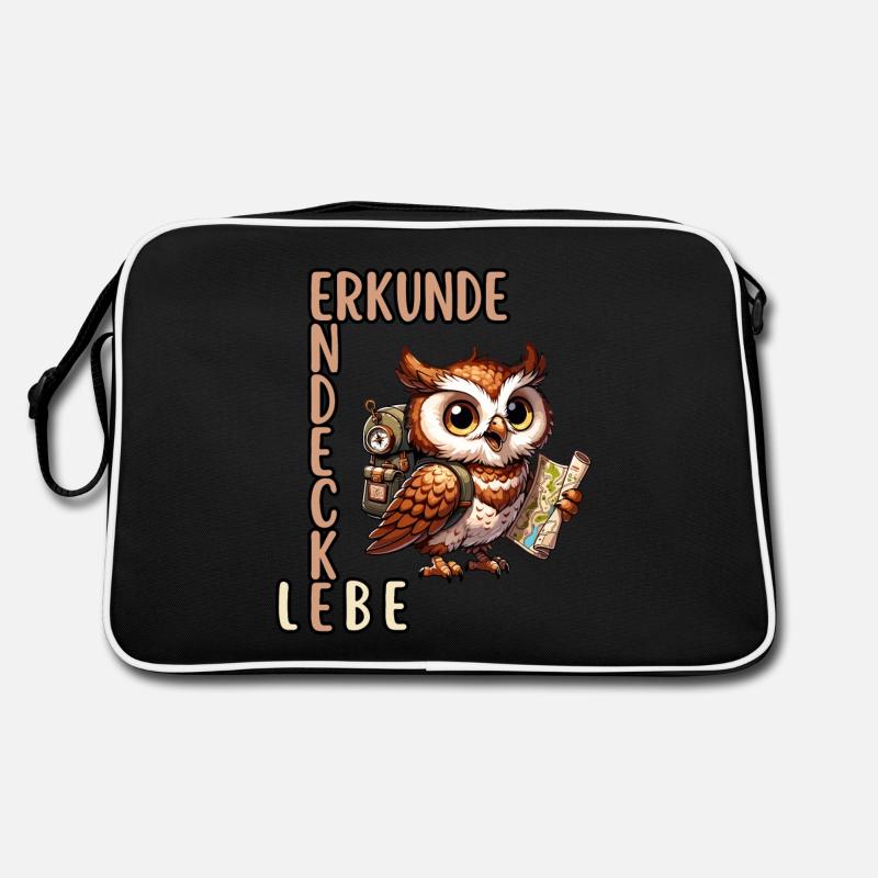 Erkunde, Entdecke, Lebe Eule Retro Tasche