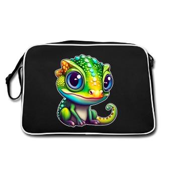 Cute little chameleon - Retro Bag - black/white - Back