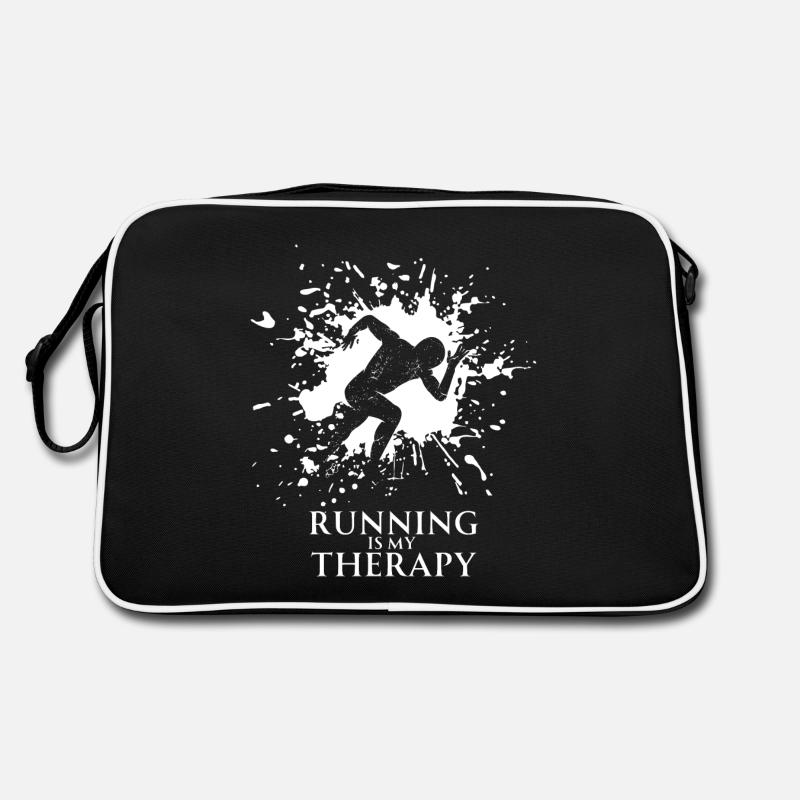 Running is my Therapy (3) - Retro Tasche - Schwarz/Weiß