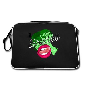 I love broccoli - Retro Tasche - Schwarz/Weiß - Hinten