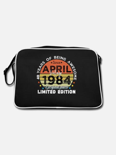 40 Years Old Made In 1984 Vintage April 1984 - Sac Retro - noir/blanc - Dos