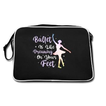 Ballet Is Like Dreaming On Your Feet Dance Balleri - Retro Tasche - Schwarz/Weiß - Hinten
