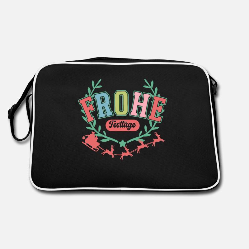 Frohe Festtage - Retro Tasche - Schwarz/Weiß