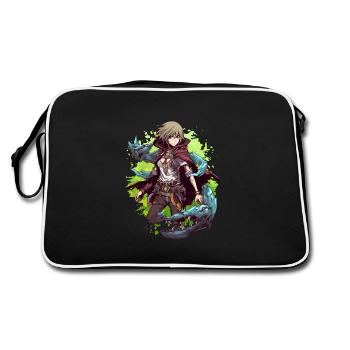Fantasy RPG Spiel Anime Charakter - Anime Shirt - Retro Tasche - Schwarz/Weiß - Hinten