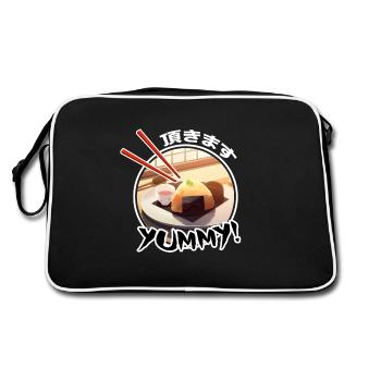 Delicous Japanese Food Onigiri - Anime Shirt - Retro Bag - black/white - Back