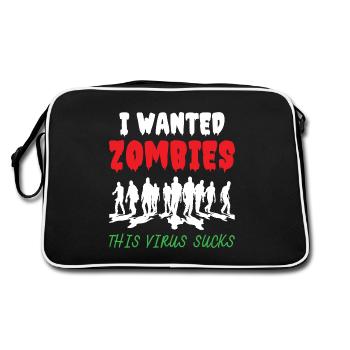 I Wanted Zombies This Virus Sucks - Retro Bag - black/white - Back