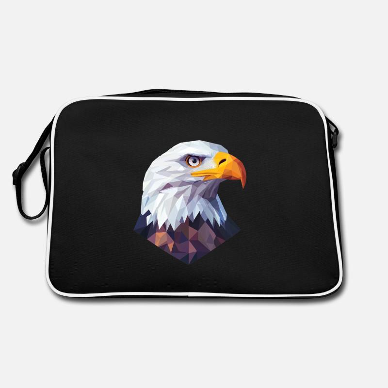 Eagle Head Low Poly Logo Design Retro Bag
