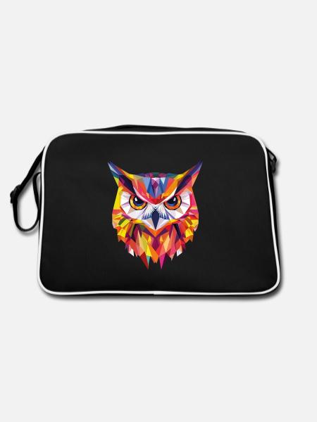 Low Poly Owl – un design moderne pour les petits malins - Sac Retro - noir/blanc - Dos