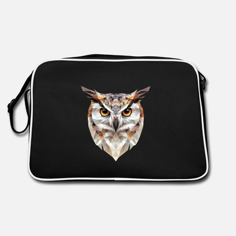 Low Poly Eule – modernes Design für Schlaue - Retro Tasche - Schwarz/Weiß