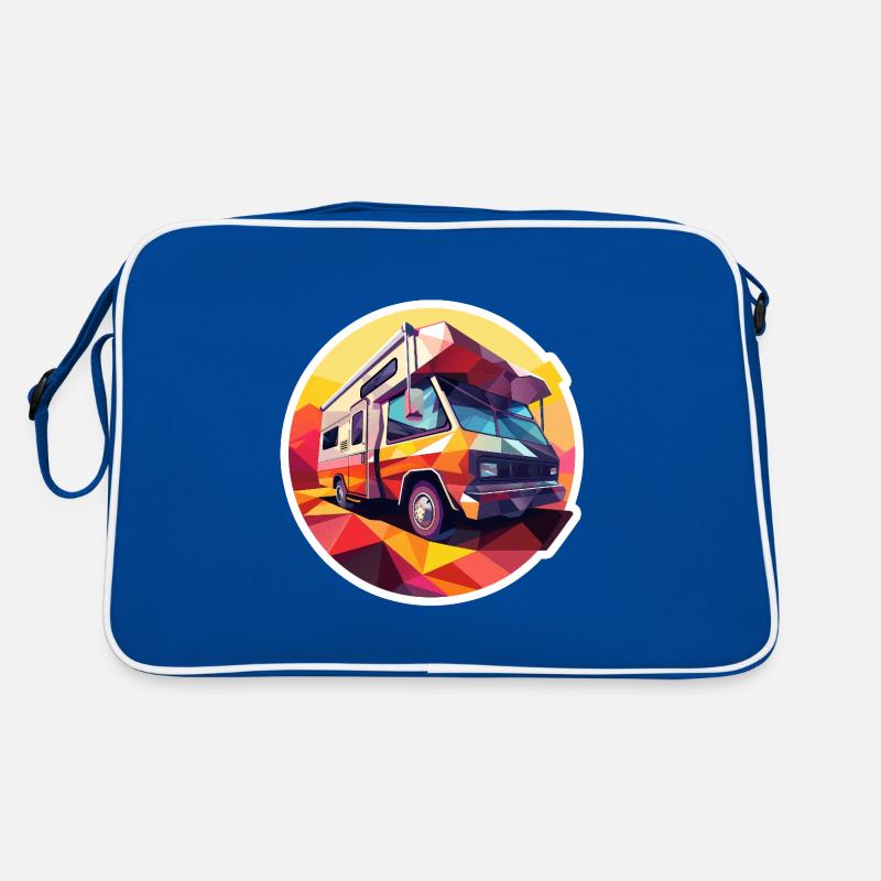 Retro Camping Design – Low Poly Zelt & Camper Retro Tasche
