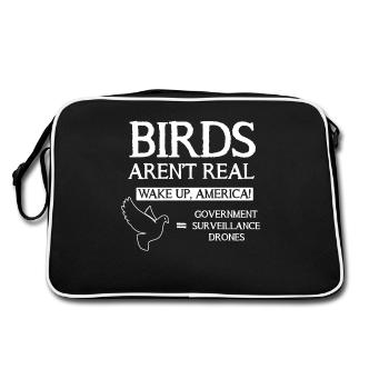 Birds Aren't Real Waking Up, Government Surveillance - Retro Bag - black/white - Back