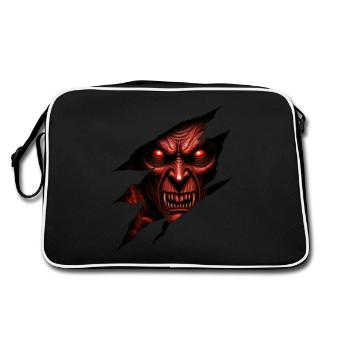 Créature démoniaque aux yeux rouges - Sac Retro - noir/blanc - Dos