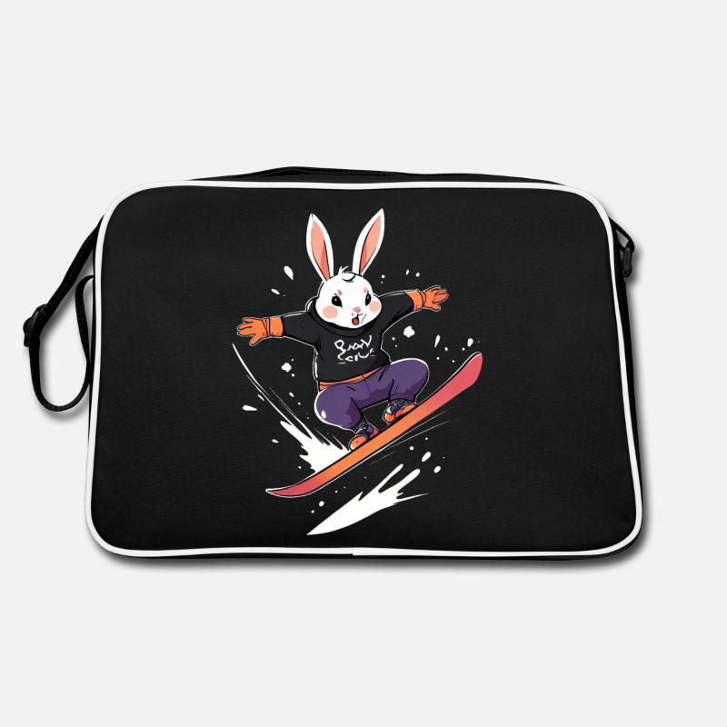 Snowboard-Hase - Retro Tasche - Schwarz/Weiß