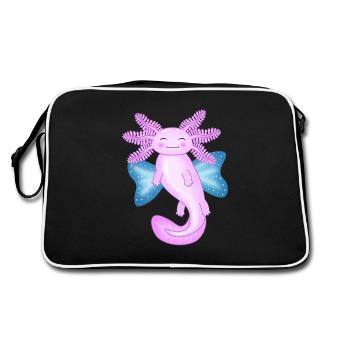 Engel Axolotl - Retro Tasche - Schwarz/Weiß - Hinten