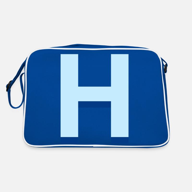 Pop und moderner blauer Buchstabe h Retro Tasche