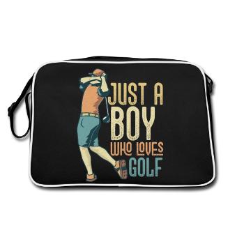 Just A Boy Who Loves Golf Golfer Hobby - Retro Bag - black/white - Back