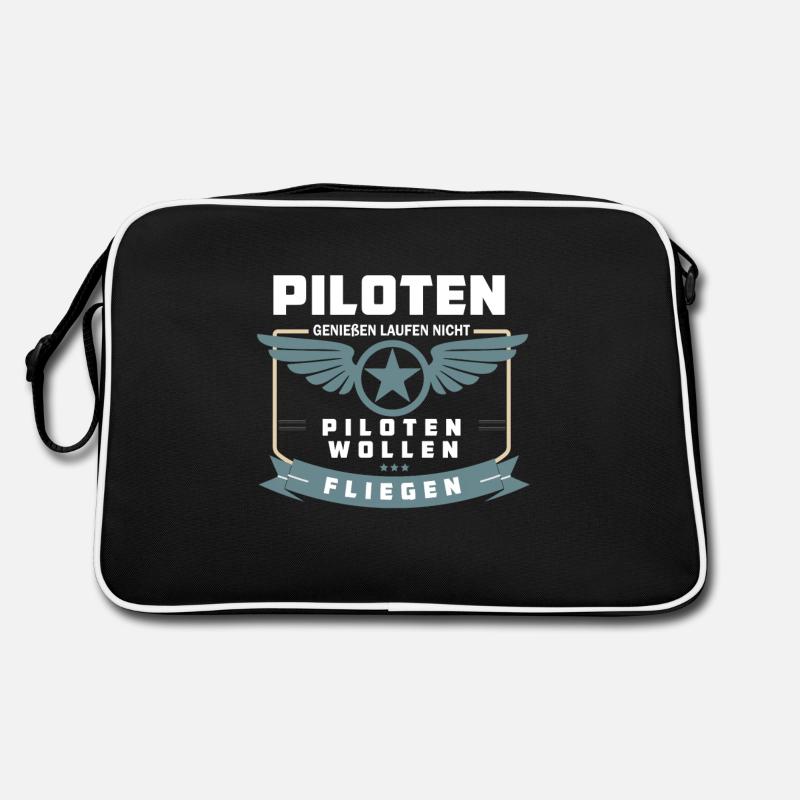 Symbol Von Piloten - Pilot - Retro Tasche - Schwarz/Weiß