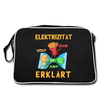 Elektrizität Erklärt - Elektriker - Retro Tasche - Schwarz/Weiß - Hinten