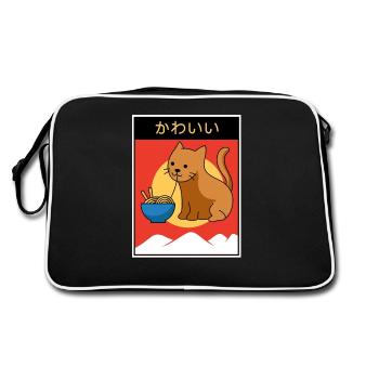 Chat kawaii et une photo japonaise - kawaii - Sac Retro - noir/blanc - Dos
