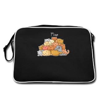 Tas de chats mignons dans un style kawaii - kawaii - Sac Retro - noir/blanc - Dos