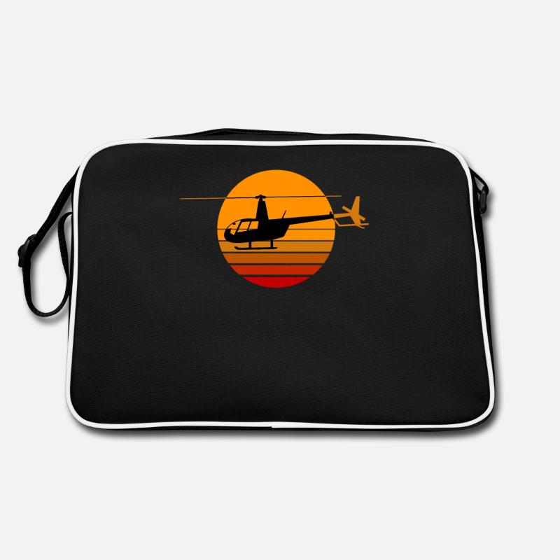 Hélicoptère R44 devant un soleil d'époque Sac Retro