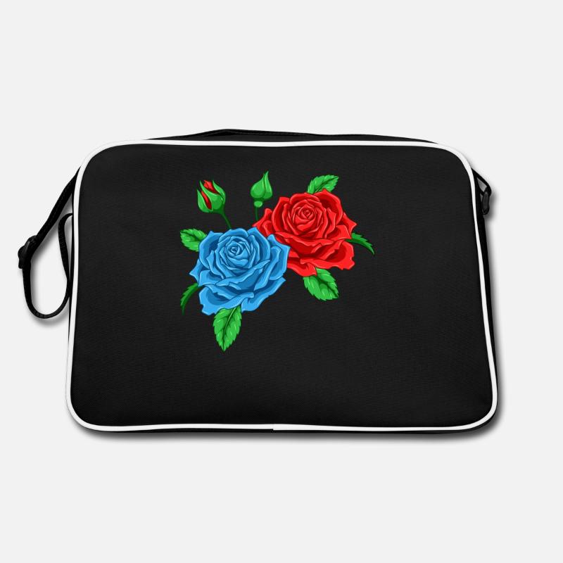 Red And A Blue Rose - Roses Retro Bag