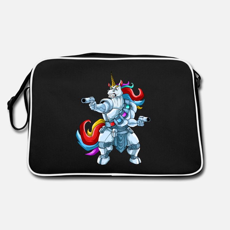 Combat unicorn with weapons and armor Retro Bag