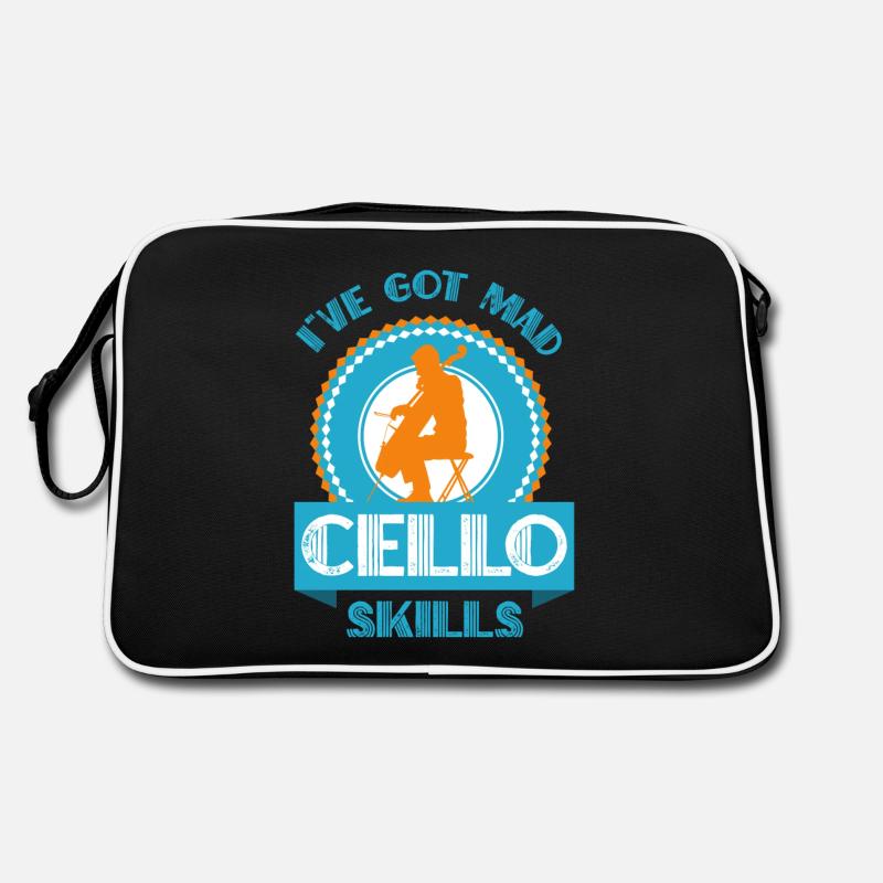 Cellospieler - Cello - Retro Tasche - Schwarz/Weiß