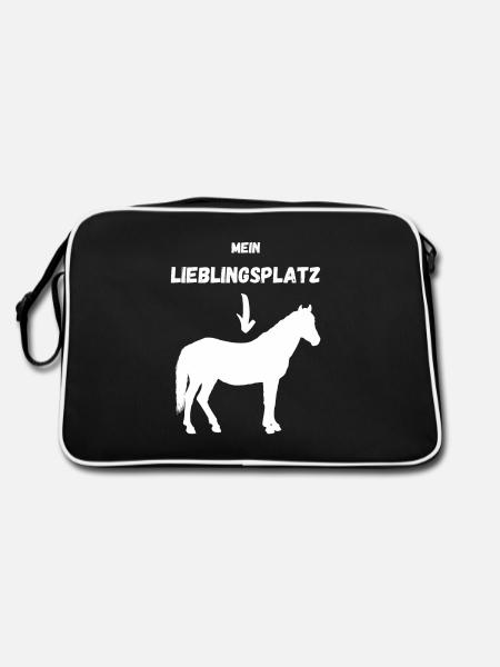 Mein Lieblingsplatz - Retro Tasche - Schwarz/Weiß - Hinten