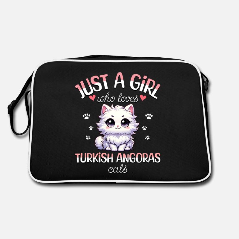 Fille Adore Chat Angora Turc Sac Retro