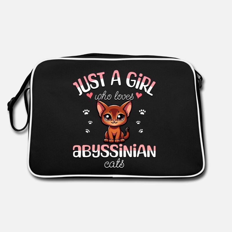 Mädchen liebt Abessinierkatze Retro Tasche