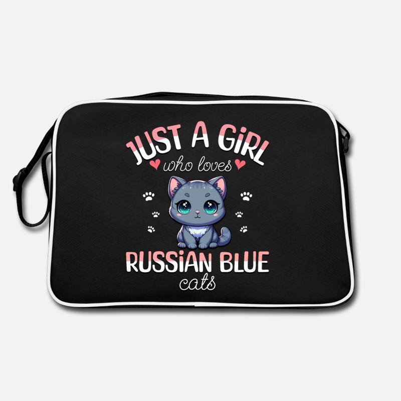 Fille Adore Chat Bleu Russe Sac Retro