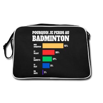 Sport Maillot Humour Joueur Badminton - Sac Retro - noir/blanc - Dos