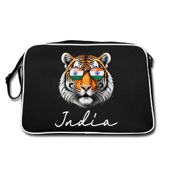 Souvenir Tiger Indian Flag - Retro Bag - black/white - Back