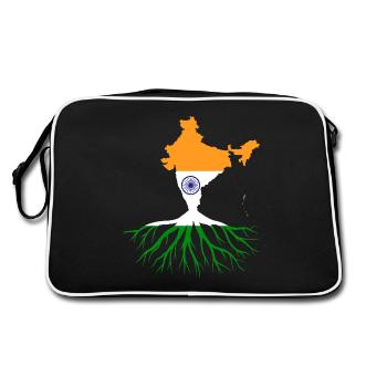 Indische Wurzeln Indische Flagge - Retro Tasche - Schwarz/Weiß - Hinten