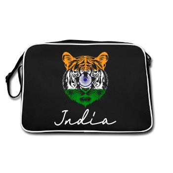 Souvenir Tiger Indian Flag - Retro Bag - black/white - Back