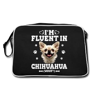 Sprechender Chihuahua Humor Chihuahua Hund - Retro Tasche - Schwarz/Weiß - Hinten