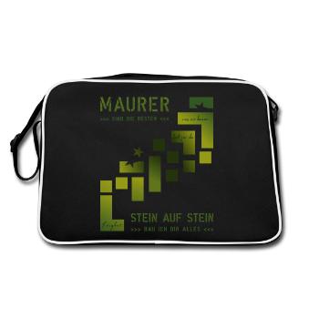 Maurer Hochbau Steinmetz - Retro Tasche - Schwarz/Weiß - Hinten